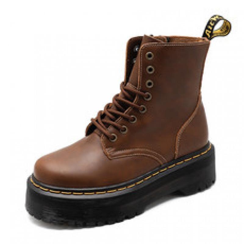Stivali Martin con zip laterale suola spessa pelle Crazy horse platform stivale da motociclista coppia zip laterale stivali pazzi