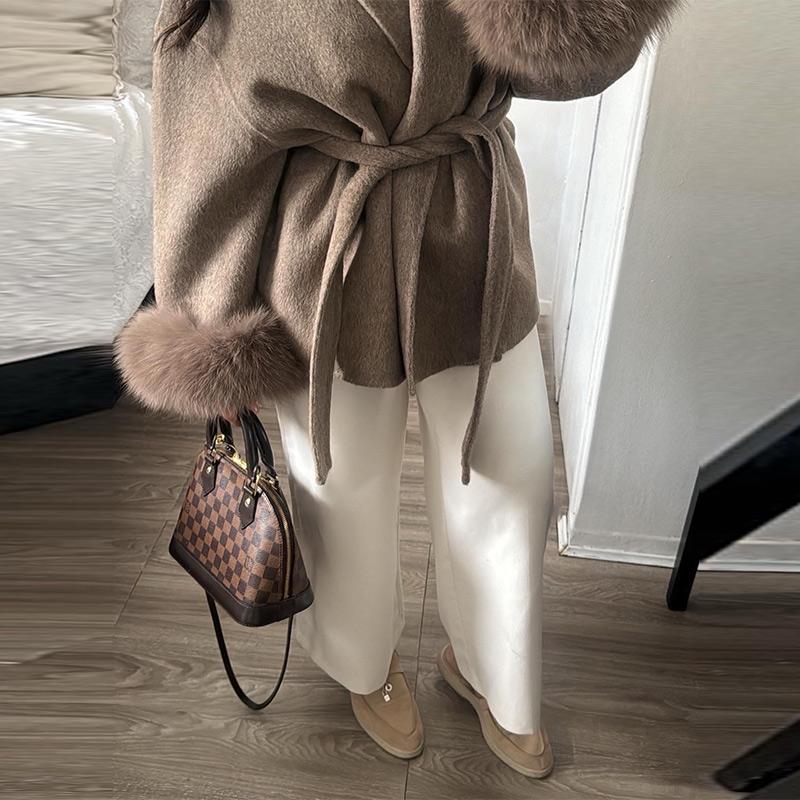 Lapel Tied Woolen Coat Women's Warm Comfortable Thick Cardigan Jacket Commute Retro Elegance Autumn/Winter 2025