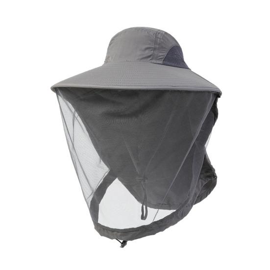Fishing Hat with Veil Mesh Wide Brim Sun Protection Breathable Hat Mosquito-Proof Adjustable Drawstring Hat