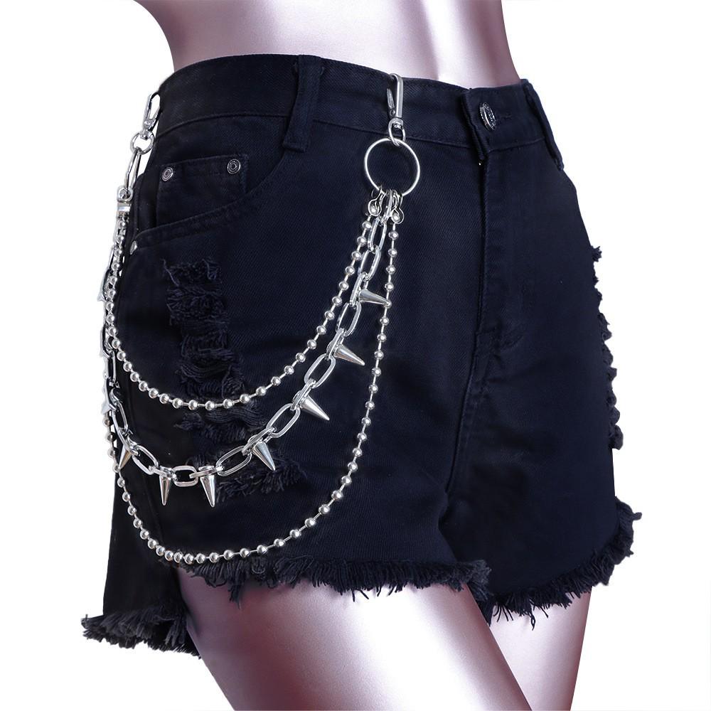 Chaîne de taille multicouche Hip Hop Punk Métal Rivet Bijou pour Performance Scénique