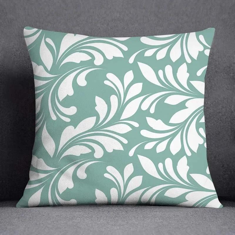 Office Living Room Home Pillowcase Geometric Dark Green Leaf Pillowcase Car Ornaments