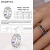 925 Sterling Copper Blue Ocean&Butterfly&Colorful Candy&Star&Retro Chain Wide Face Ring Ladies' Zircon and Accessories