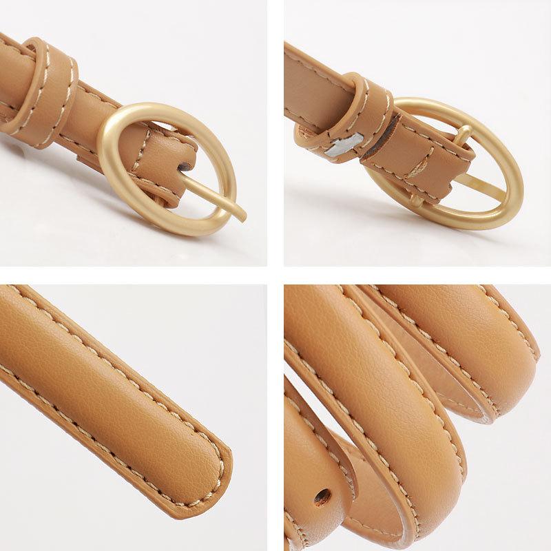 Stylish Women's Candy Color Thin Belt with Oval Pin Buckle