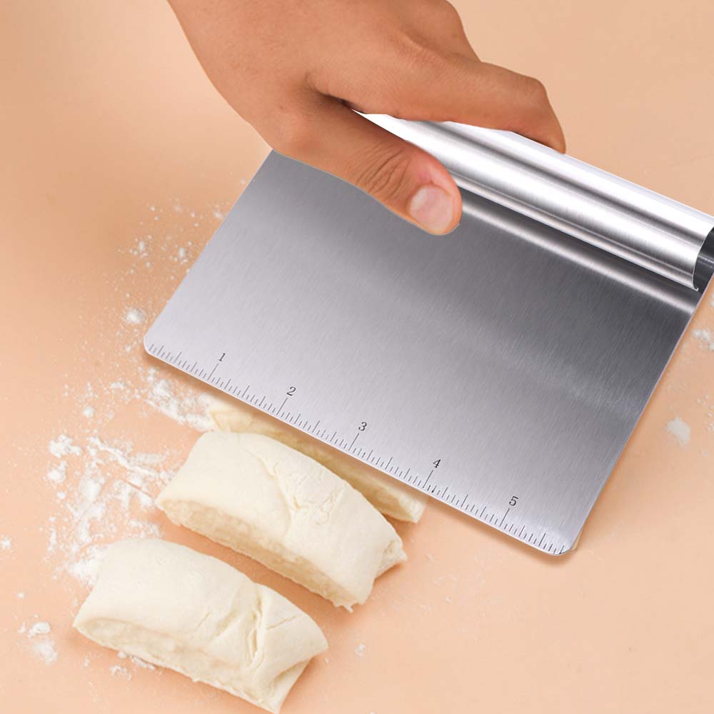 Graduated Bench Scraper Stainless Steel Pastry Spatula Dough Cutter  Rice Noodle Rolls