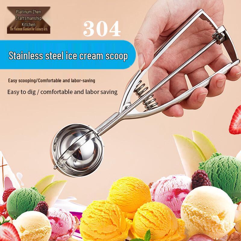 Stainless Steel Ice Cream Scoop with Rubber Handle