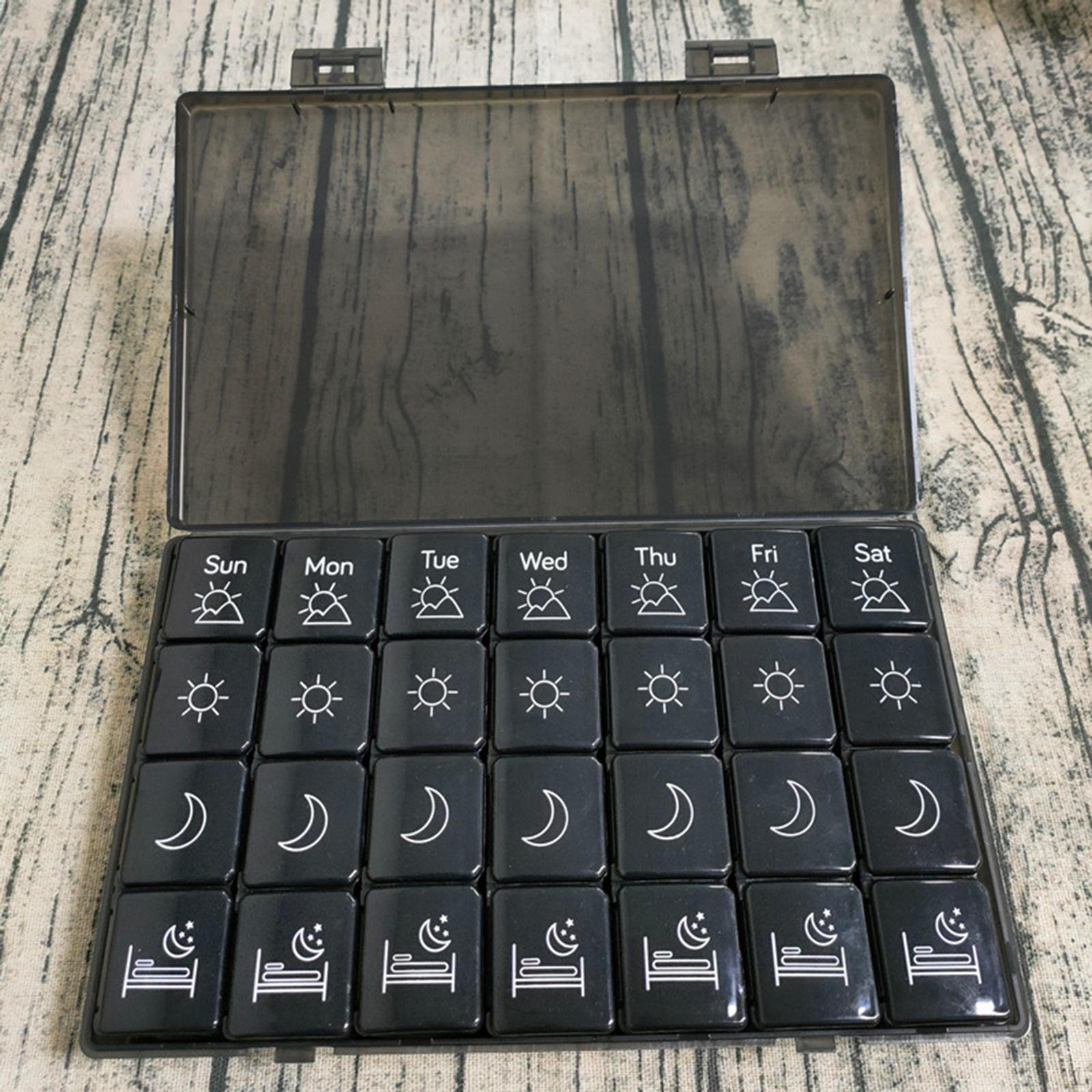 Органайзер-коробка с напоминанием 4 раза в день, Утренняя storage-коробка для рыбьего жира Black