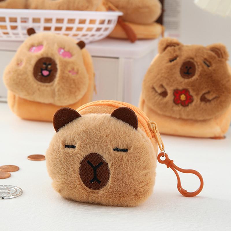New Creative Capybara Anime Plush Coin Purse Fashion Kawaii Mini Coin Purse Round Cartoon Bags Pendant