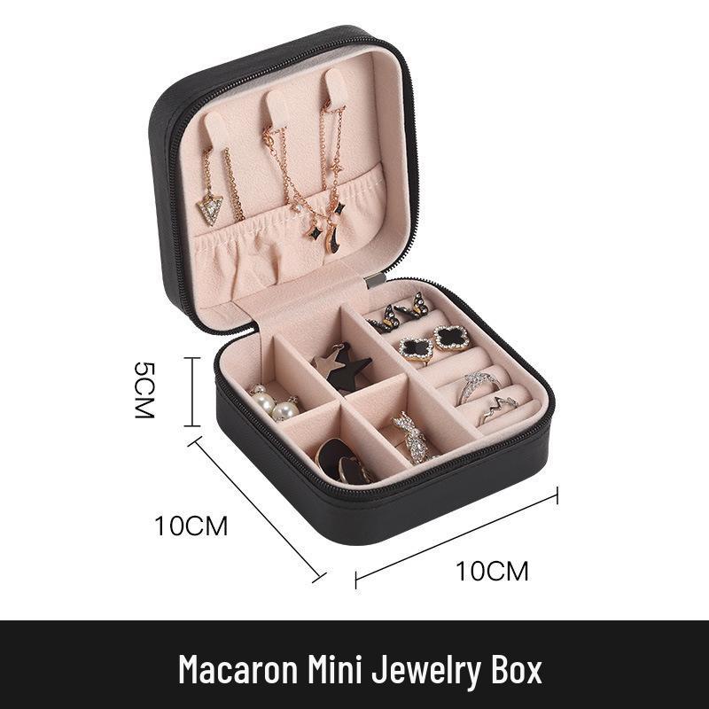 Compact Travel Jewelry Box for Necklaces & Earrings, Mini PU Storage Container