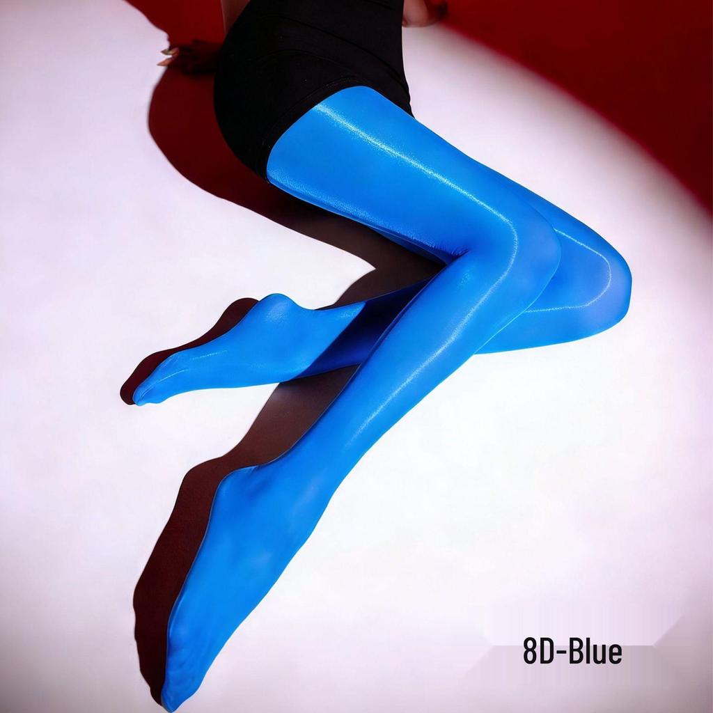 8D Black Silk Horse Oil Gloss Pantyhose, Silky Smooth High Crotch, Plus Size, Super Thin, Anti-Snag Moisturizing Stockings.