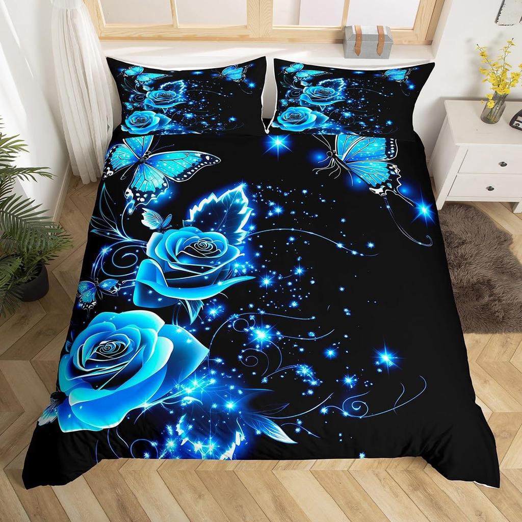 Copripiumino Farfalla Dorata Microfibra Letto Singolo Matrimoniale Queen King Set Biancheria da Letto Copripiumino Floreale Botanico Per Camera di Donne Ragazze