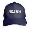 FIGJAM in white college sports jersey font with black outline  Aussie slang FTW Baseball Cap Sunhat Caps Women Unisexs
