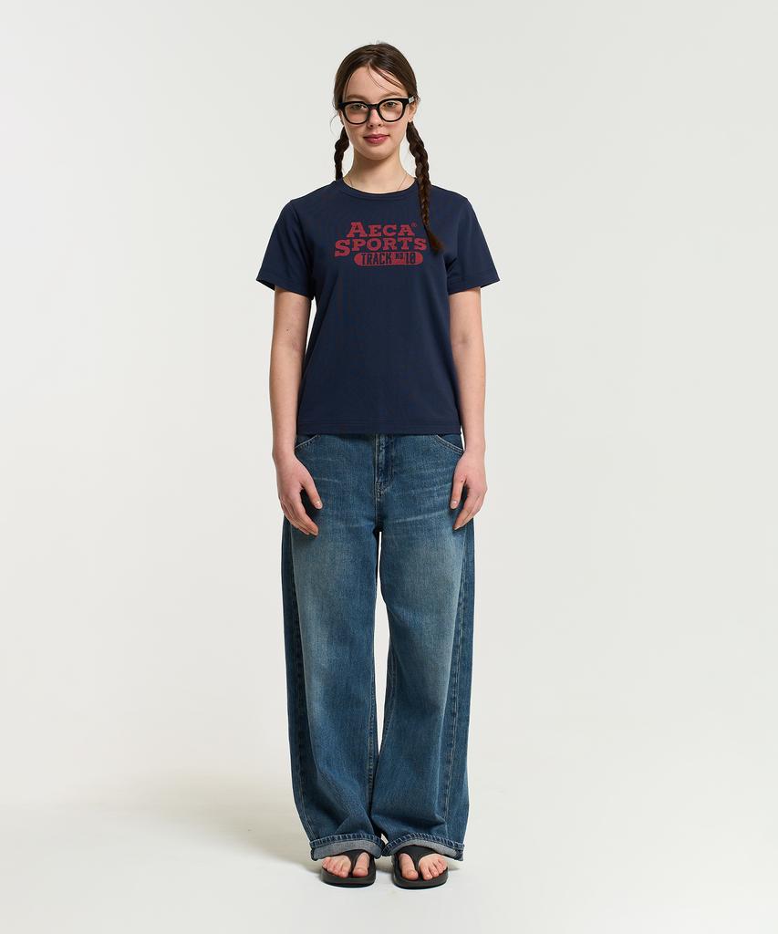 AECA (Woman) Color Chain Stitch Aeca Sports Half Sleeve Tee-Navy