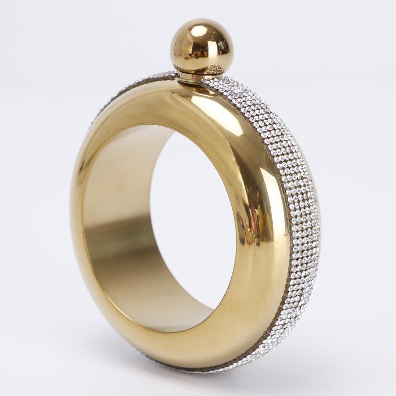 1 Stück 304 Edelstahl Gebohrtes Armband Weinkrug, Damen 3,5 oz Rund Plattiert Weißwein Flaschenarmband Weinkrug