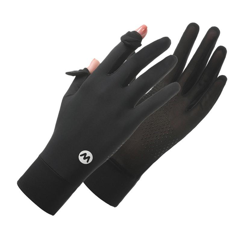 Womens UV Protection Driving Gloves With Flip Cover Breathable Nylon Mesh Anti-Slip Touchscreen Compatible