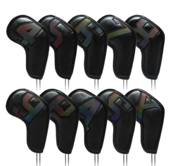 Husă pentru fier de golf, husă pentru cap, piele sintetică, funcție retroreflectorizantă, elegantă, 10 bucăți (03)