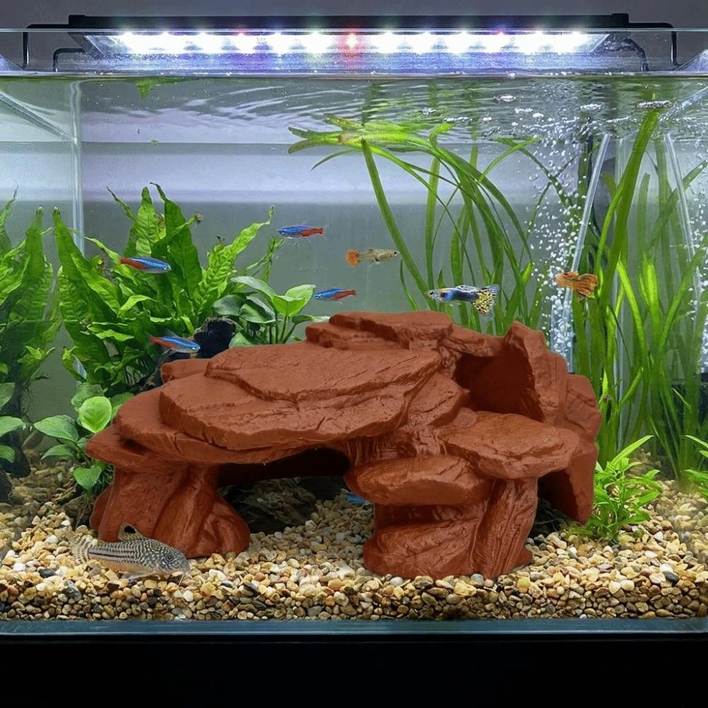 Simulated Rock Fish Tank Rockery Ornaments Realistic Texture Reptile Resting Place  Aquariums