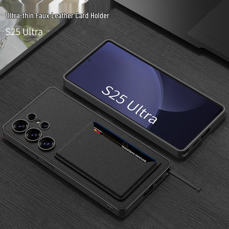 Samsung S25 Ultra High-End Business Leather Case with Card Holder & Stand