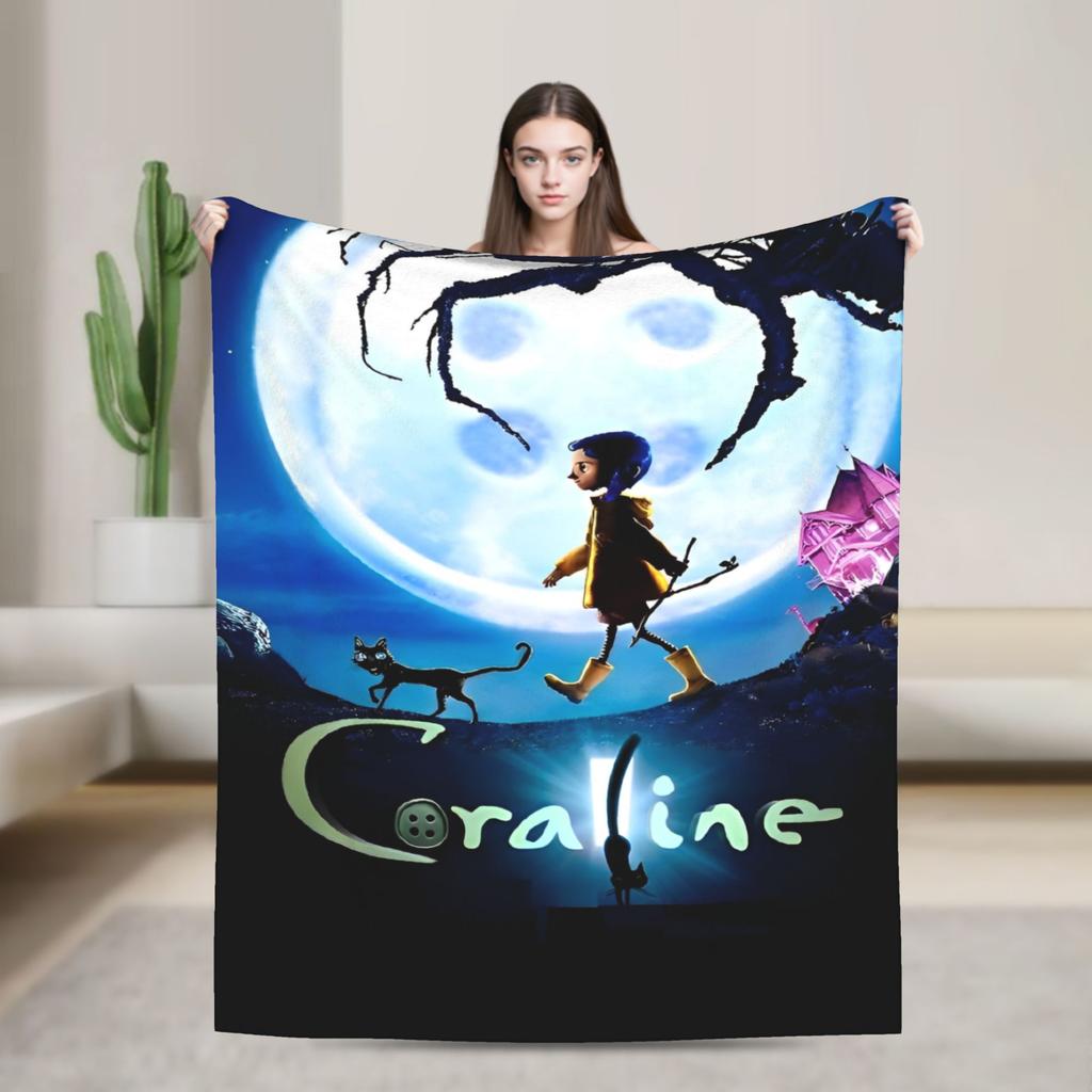 Super Soft BlanketChild Airplane Travel Coralines Throw Blanket Horror Flannel Bedspread For Living Room Comfortable Sofa Cover