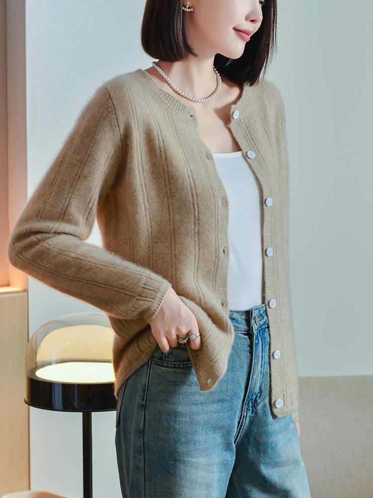 Dámský kašmírový kardigan Qinghe kašmír 30% kašmír 70% vlna podzimní a zimní kašmírový kardigan měkký a teplý
