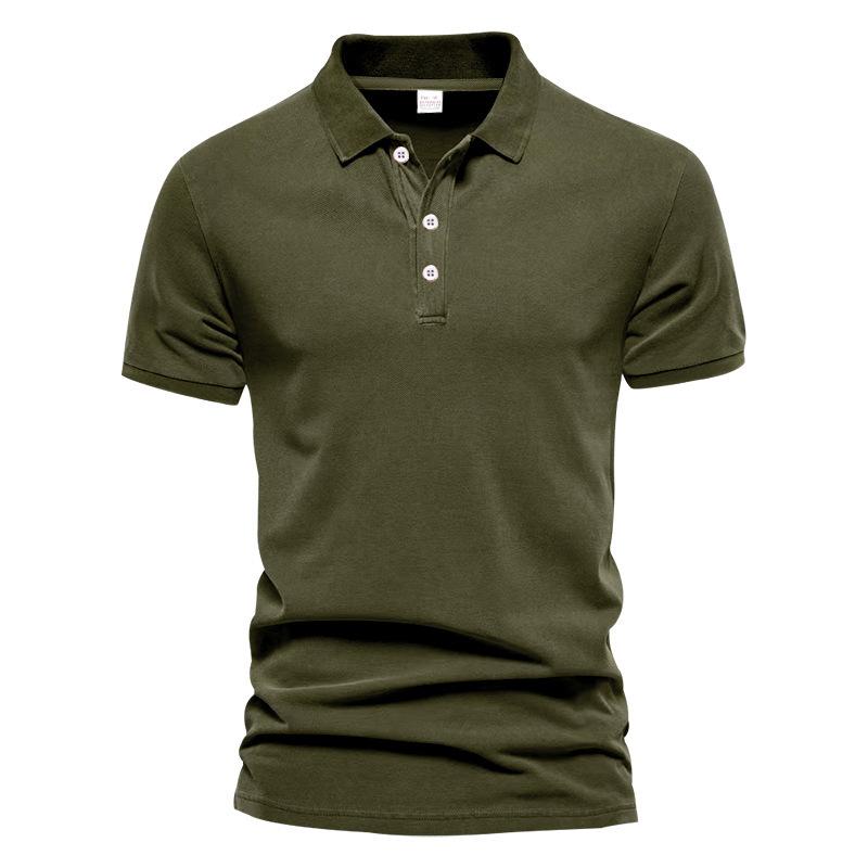 

New Versatile Pure Cotton Sports Fitness Men S Twill Polo Shirt, Business Casual Men S Solid Color Short Sleeved T-Shirt XXXL армія зелений колір
