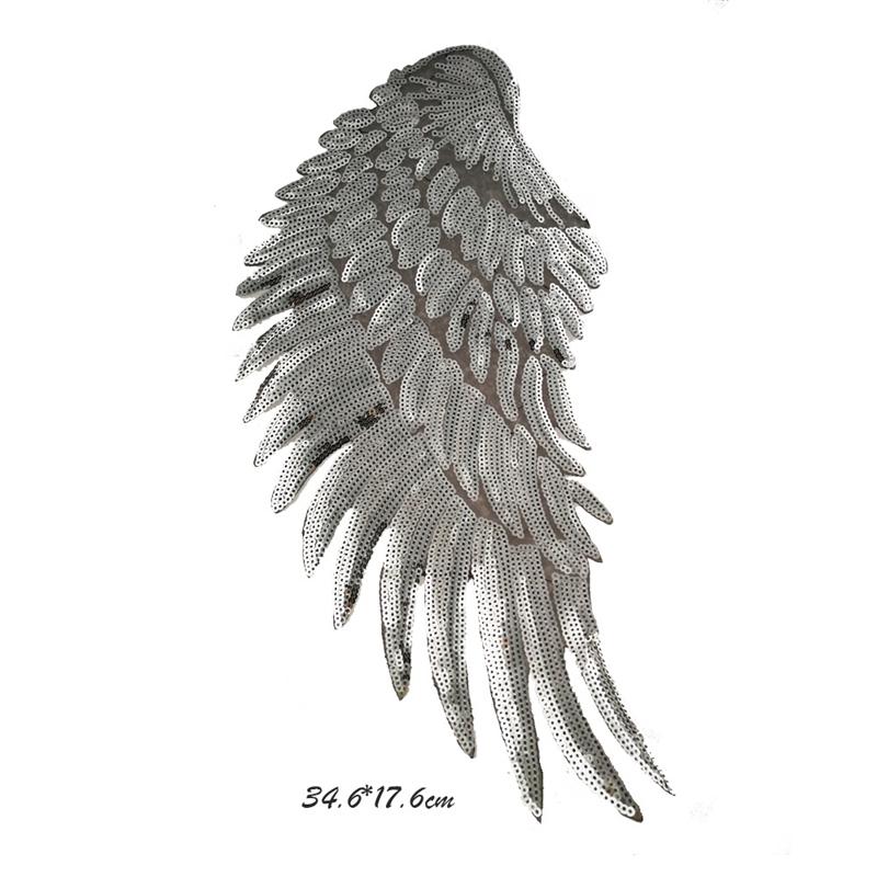 1 Pair Silver Sequins Wing Patch for Clothing Applique for Jeans DIY Accessories Cute Sew On Patches Decoration