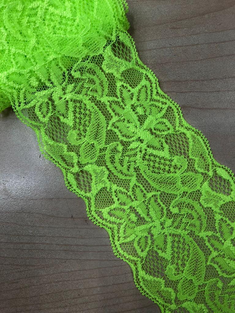 Buntes elastisches florales Spitzenband DIY Bekleidung Nähstoff 8cm breit Schwarz Weiß Rot Rosa Blau Lila Grün Gelb Spitzenband