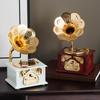 Luxuriöse Heimornamente Vintage Antik Holz Metall Grammophon Spieluhr für Heim Desktop Dekoration Spieluhr Ornament Geschenke