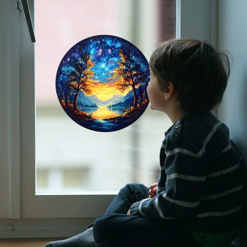 Creative Life Tree Dreamy Starry Sky Home Glass Window Beautification and Decoration Static Electricity Window Sticker