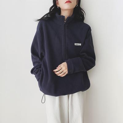 Polar Fleecová bunda pro ženy na podzim a v zimě Nový styl Volný Americký styl Tlustý stojáček Pulovr mikina Fleece Teplý top