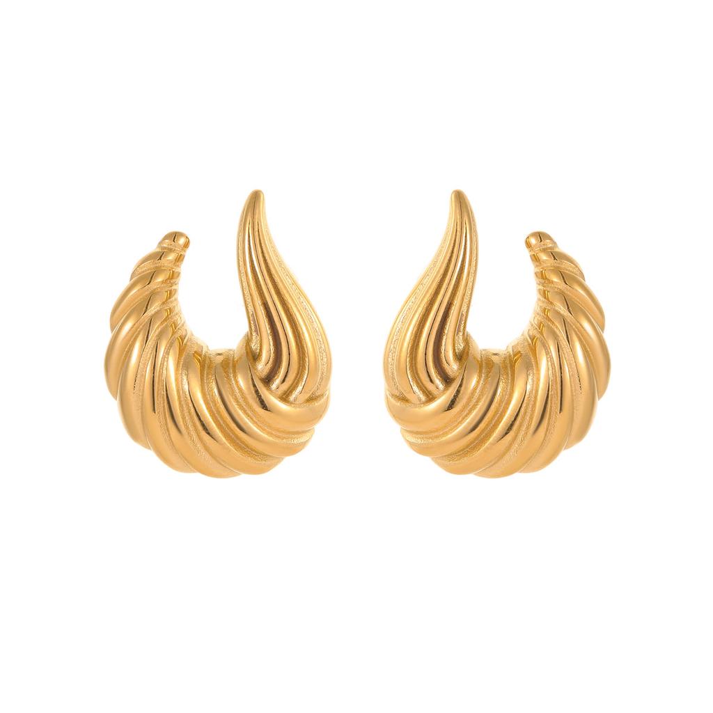 GEMCHIC Women's Irregular Twisted Hoop Earrings Stainless Steel Geometric Wave Studs Fashion Gold Silver Ear Jewelry