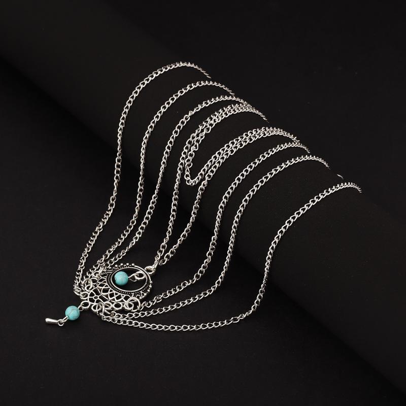European and American jewelry Bohemian retro ethnic style hollow turquoise water drop anklet beach foot decoration batch