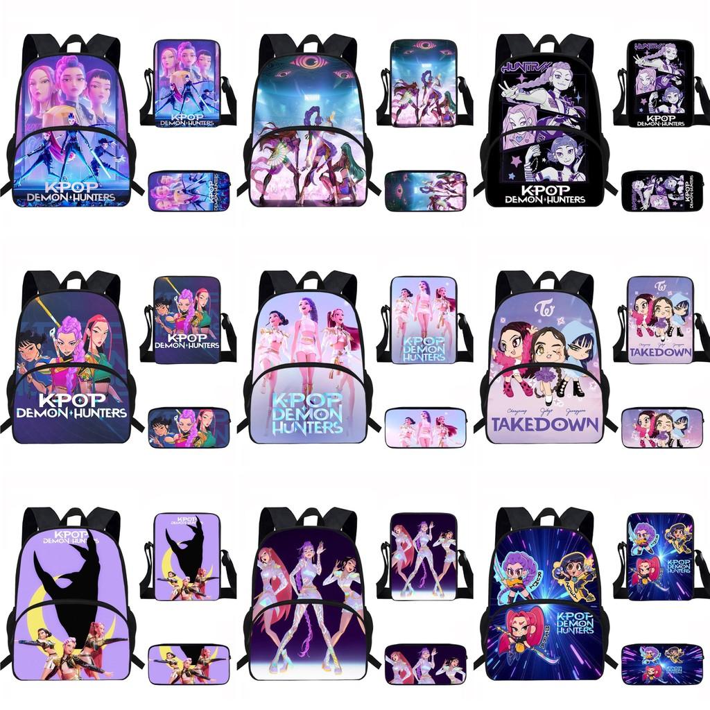 Demon Hunters Kids Backpack With Cartoon Print For School Use And Absorption