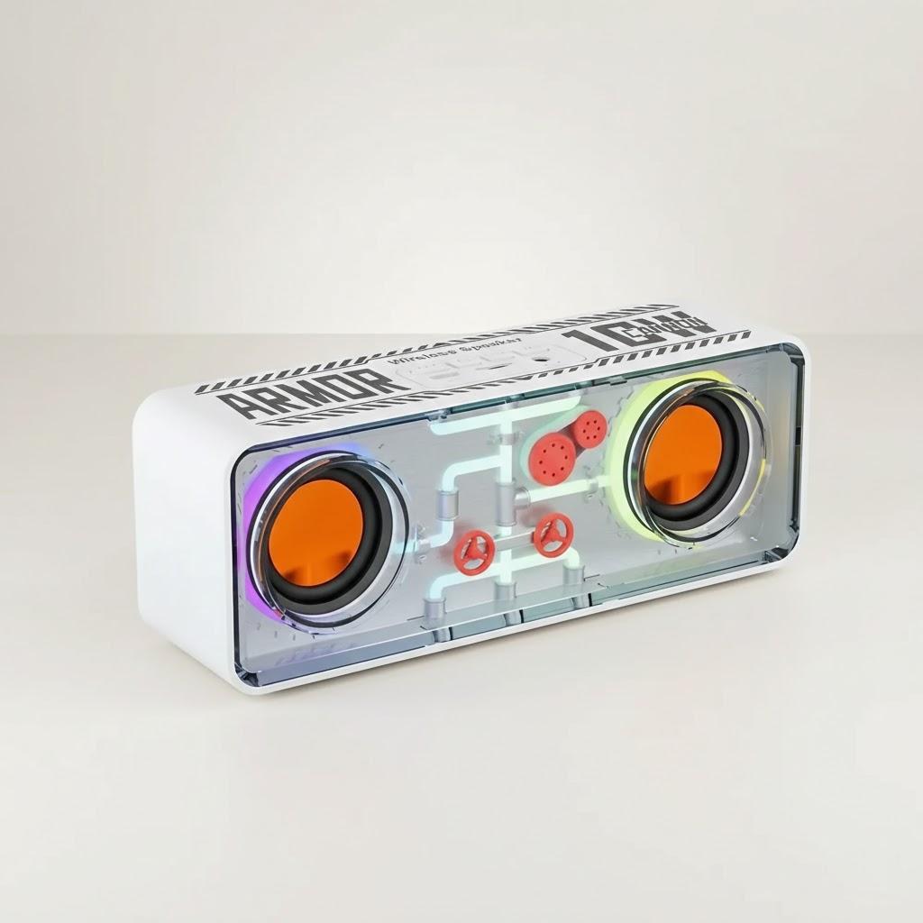 Colorful Bluetooth Speaker Portable Wireless TWS Stereo LED Music Player with TF Card and Transparent Crystal Design