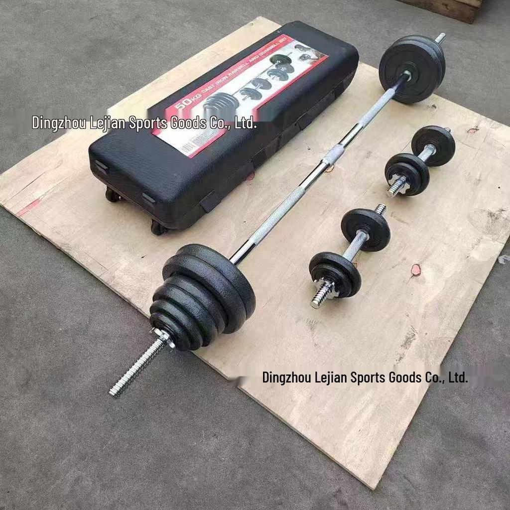 50KG Adjustable Painted Dumbbell & Barbell Set with Rubber Bar Rod