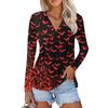 Women's Summer Fashion Casual  Printed V-Neck Long Sleeve Shirt Top