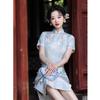 Blue small fresh 1011 retro Republic of China style ancient method traditional girl young Chinese style improved cheongsam