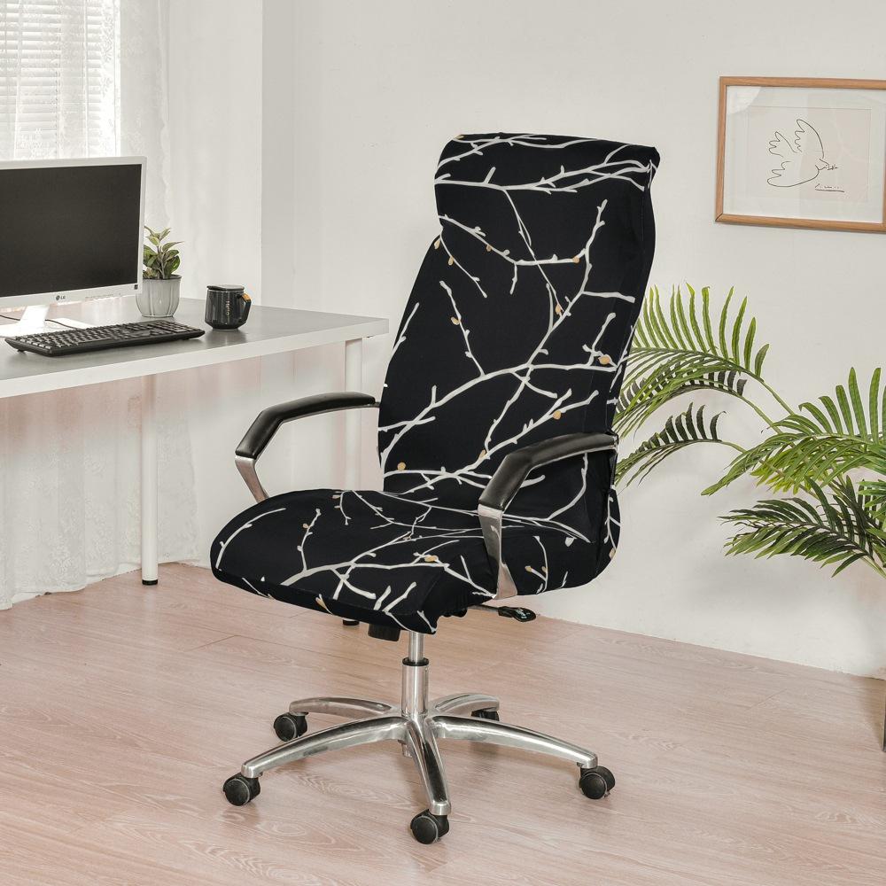 Coprisedia da ufficio con cerniera resistente, coprisedia da scrivania elasticizzato lavabile stampato, coprisedia da computer con schienale alto, coprisedile per sedia da ufficio