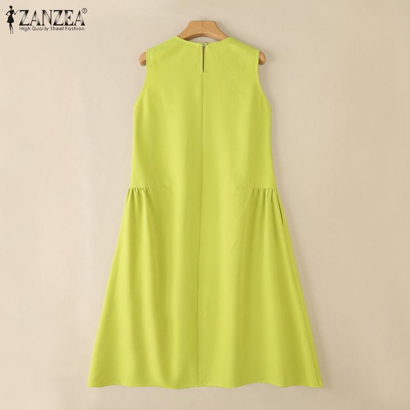ZANZEA Women Casual Round Neck Summer Sleeveless Dress