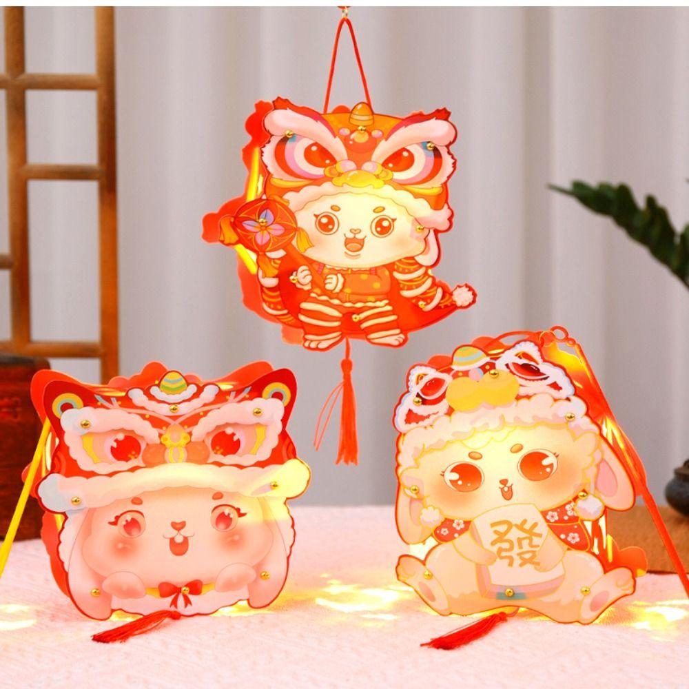 Chinese Handheld Rabbit  Lantern Handmade Light-Up Bunny Lantern  Mid-Autumn Festival
