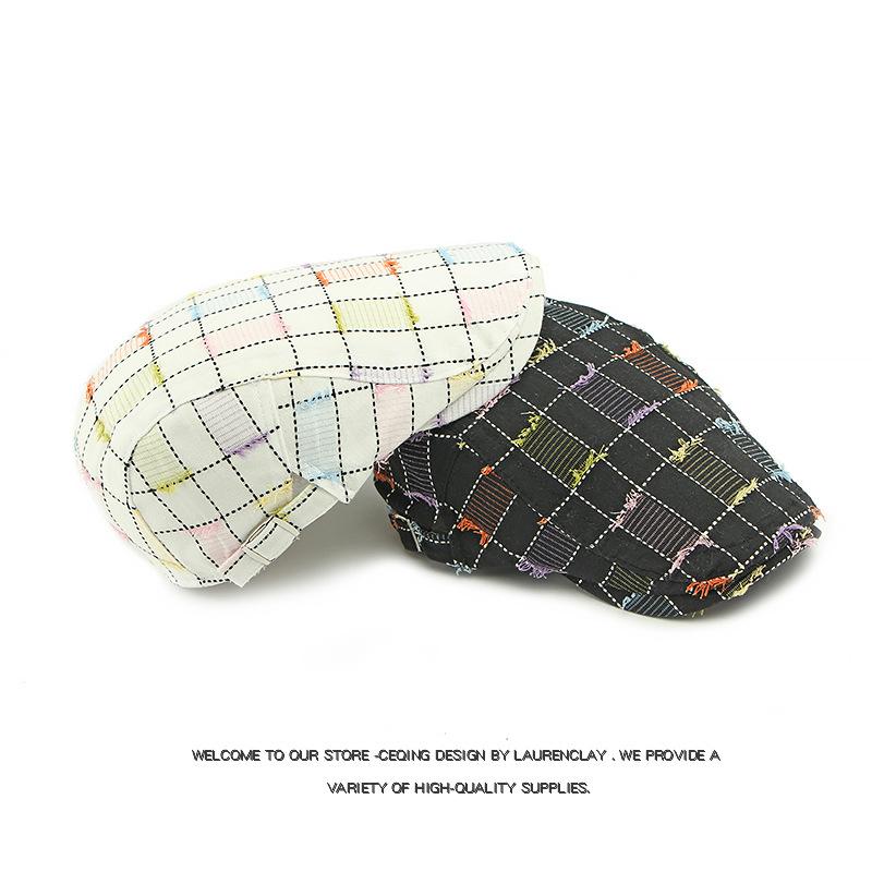 Plaid Beret Women's British Vintage Progressive Hat Paintsman's Cap Men's Peaked Cap