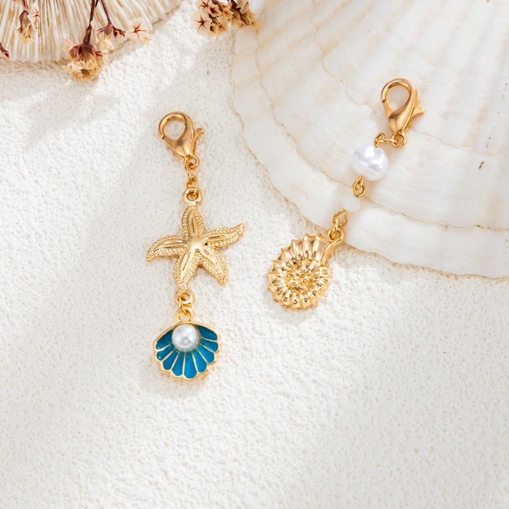 DIY Fish Conch Shell Keychain Hanger Bikini Buckle Lovely Chest Chain Bag Charm