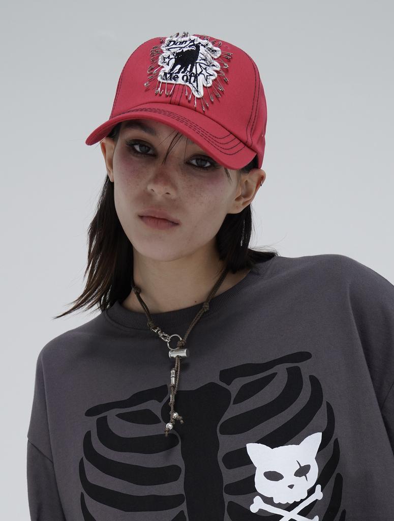 KEEMHII Peace Safety Pin Ball Cap - [Red]