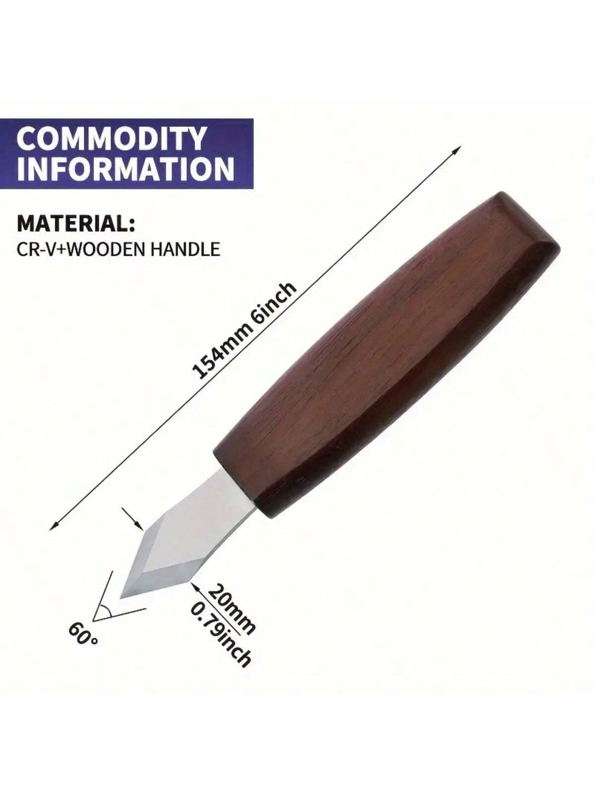 

1 piece double-edged woodworking carving knife chrome vanadium steel hand-carved root carving wood carving handmade knife carpen шоколадний