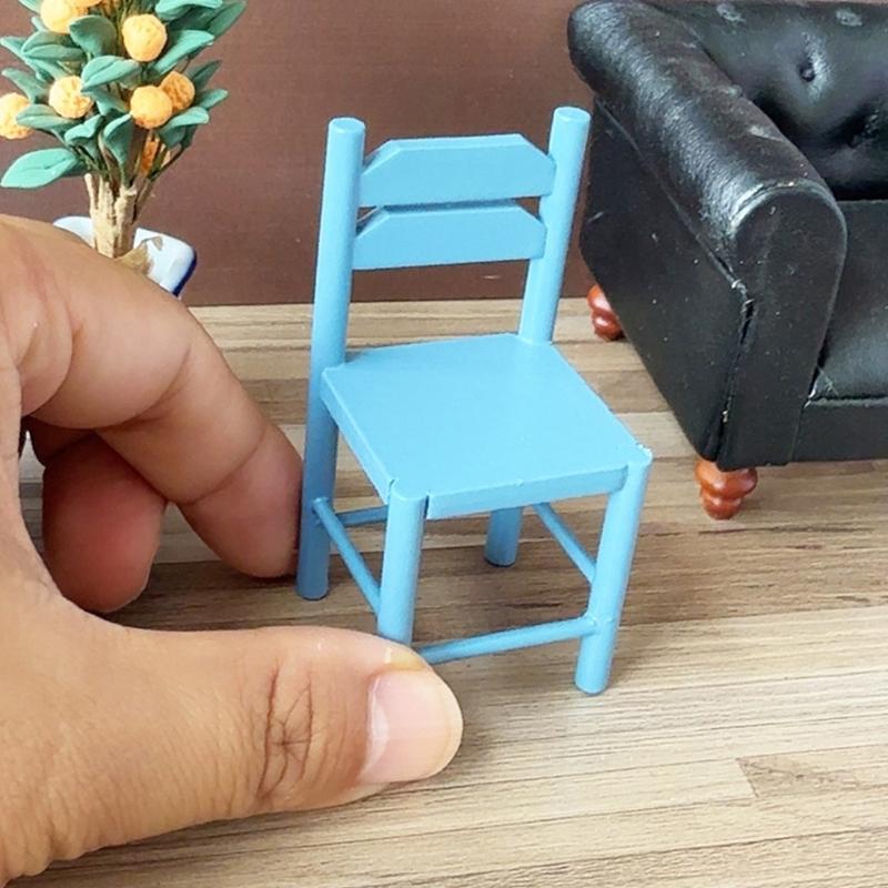 Handcrafts Wood Doll House Dining Chair Model Figure for 1/12 Scale Doll House Kitchen Scene Display Setting Furniture