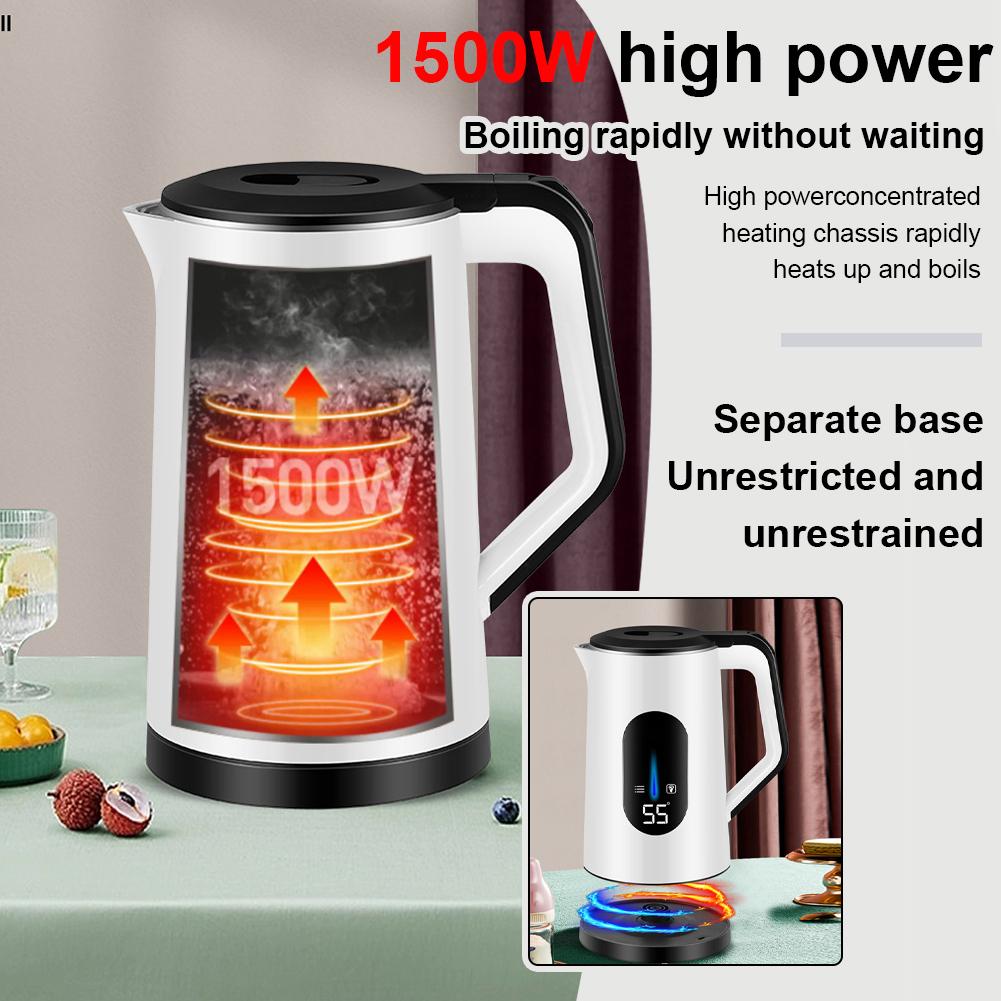2,2L Elektrischer Heißwasserbereiter aus Edelstahl 1500W Schnell kochend Multifunktionaler Teekessel Wasserkocher für die Zubereitung von Tee und Kaffee