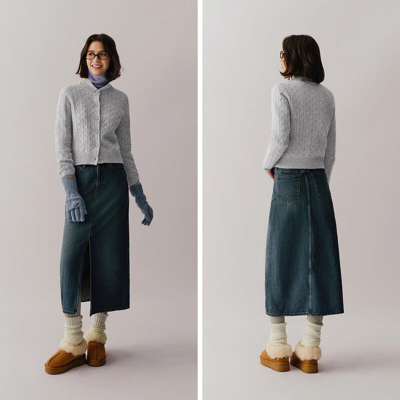 Semir Women's Winter Cable Knit Round Neck Cardigan