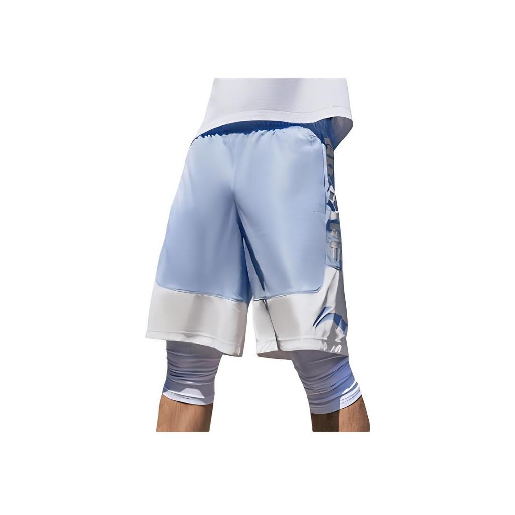 Lining Badfive Series Letter Print Colorblock Elastic Waist Straight Leg Quick-Dry Shorts Men Bottoms Sky-Blue Off-White AAPT045-7