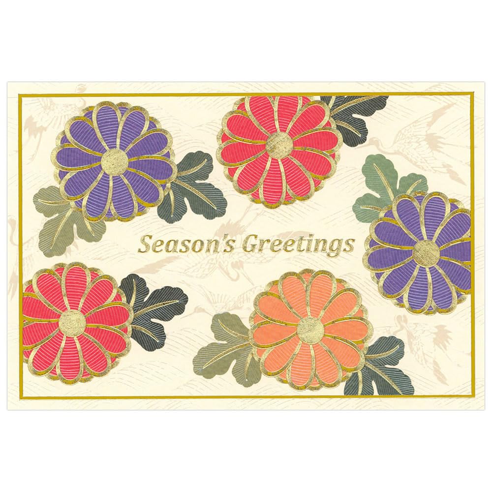 

Рождественские открытки для заграницы Формальные Японская вышивка хризантема и журавль Горизонтальная поздравительная Включает по 1 шт. каждого из 2 видов Новинка 2024 белый