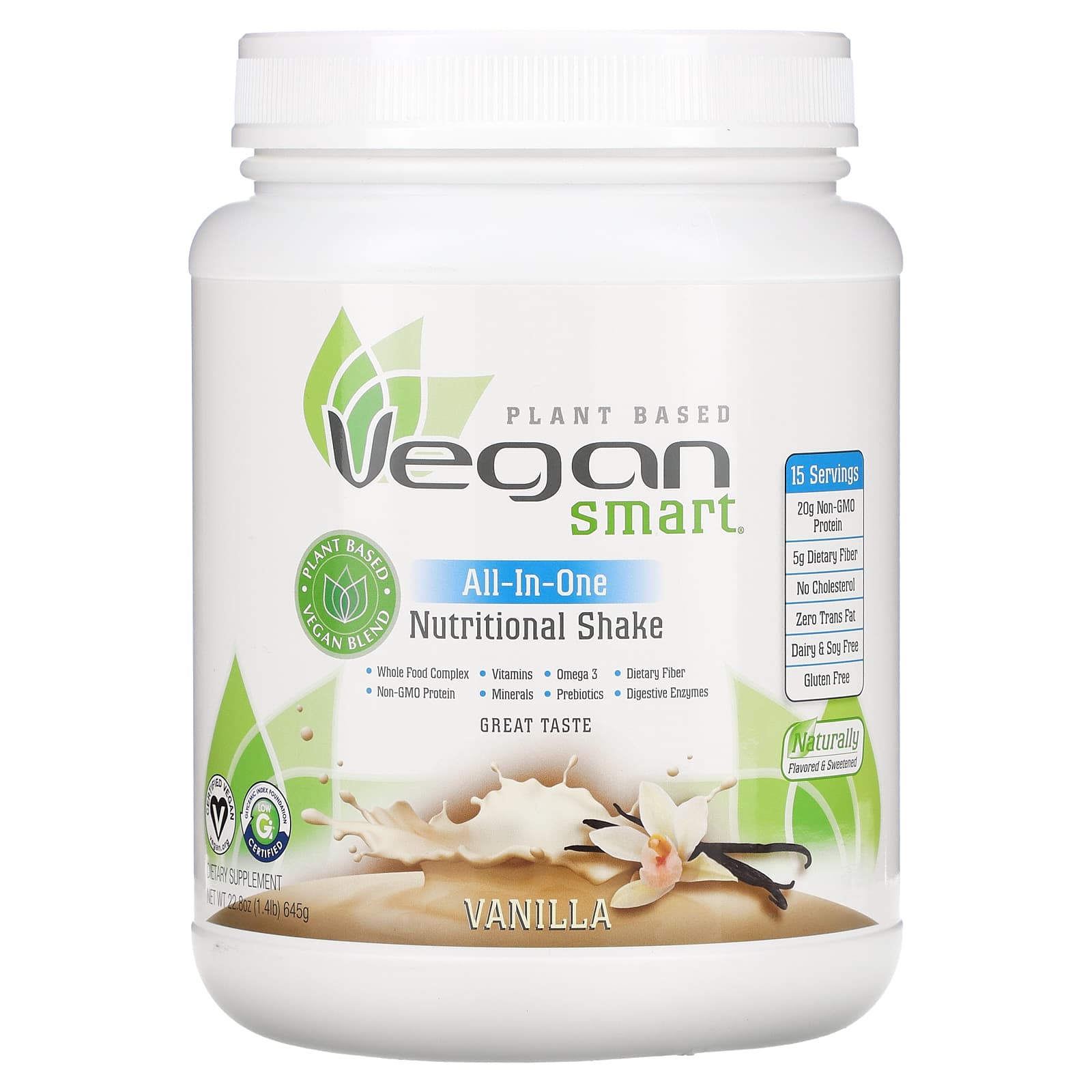 

VeganSmart, All-in-One Nutritional Shake, Vanilla, 1.42 lbs (645 g)