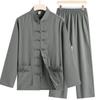 Autumn Solid Color Tang Suit for Middle-Aged & Elderly Men: Loose Fit, Large Size, Perfect for Morning Exercise & Daily Casual Wear